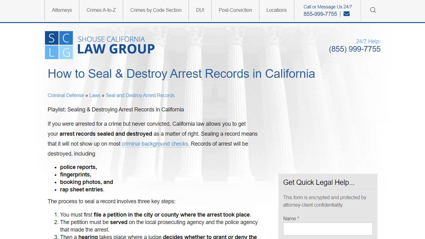 How to Seal & Destroy Arrest Records in California - Shouse Law Group